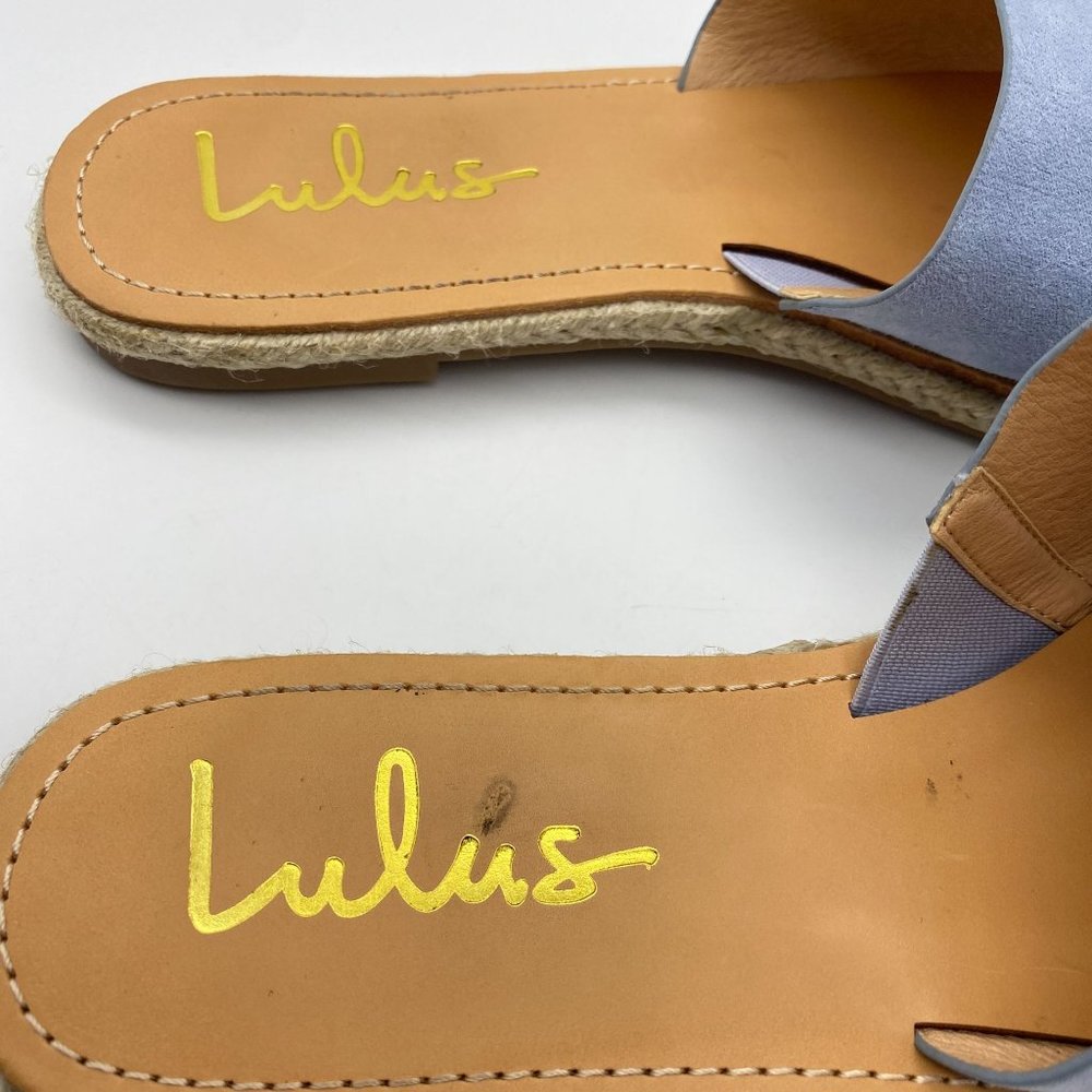 Lulus slip on sandals size 8.5 slides light blue flats summer cruise beach - Picture 4 of 7